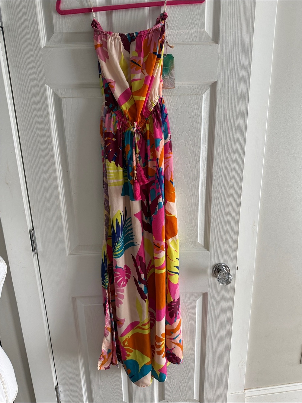 Tropical Print Strapless Jumpsuit Romper - Multi